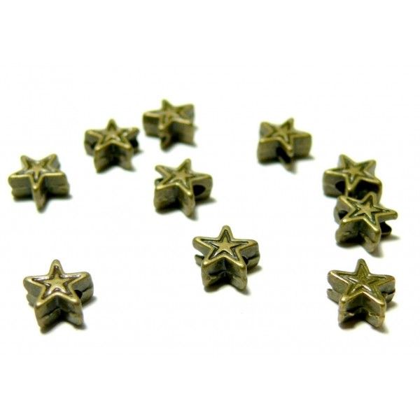 20 breloque BRONZE OB1306 pendentif double étoile scrapbookin et création de bijoux