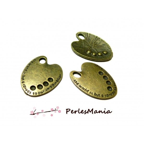 Fournitures loisirs créatifs: 2 pendentifs palette de peinture OB14722  Bronze 