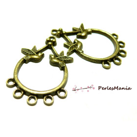 4 pendentifs multi connecteur oiseau 2Y5424 Bronze