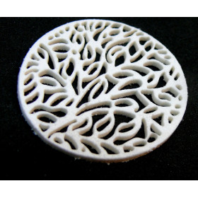 PS110159926Q PAX 2 pendentifs  Feuillage Nature en Feutrine Blanche 4cm