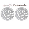 5 estampes pendentifs, breloque 43mm FLEUR metal ARGENT PLATINE ( S1164377)