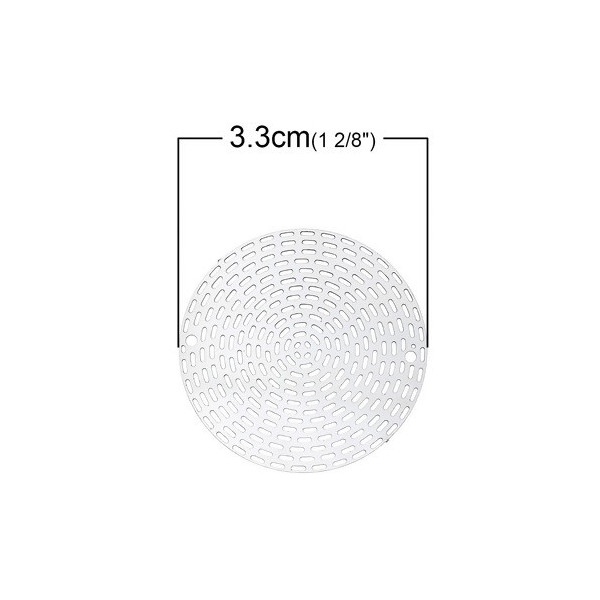 S1166920 PAX 20 ESTAMPES GRANDE Spirale 33mm ARGENT PLATINE EN ACIER INOXYDABLE 