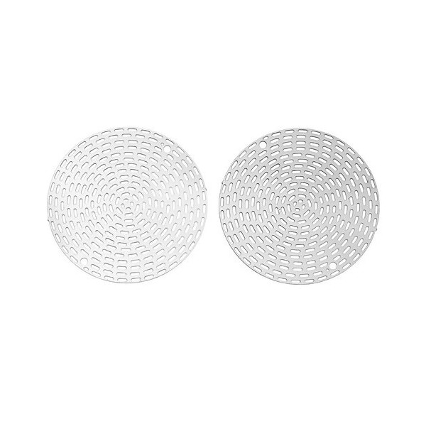 S1166920 PAX 20 ESTAMPES GRANDE Spirale 33mm ARGENT PLATINE EN ACIER INOXYDABLE 