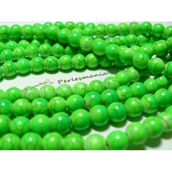Perles Howlite vert fluo 8mm