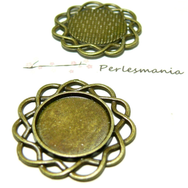 Support de pendentif soleil ref 4BO 38mm bronze Idéal pour cabochon en 20mm