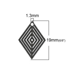 PS110146628 PAX de 20 Estampes pendentif filigrane Petit Losange Noir 20 par 18mm