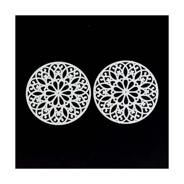 Estampes pendentif filigrane Mandala 25mm Blanc