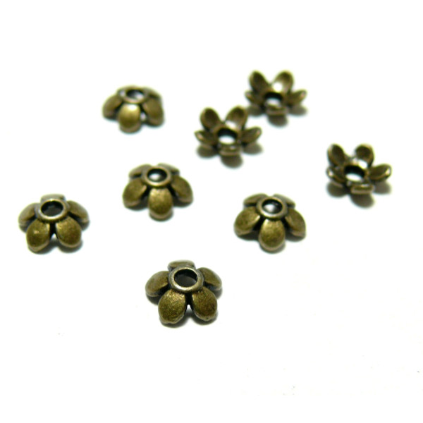 Calottes Coupelles Fleurs 6.5mm – Couleur Bronze