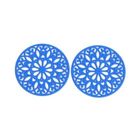 Estampes pendentif filigrane Mandala 25mm Bleu Roi