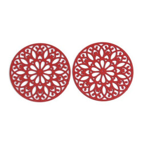 Estampes pendentif filigrane Mandala 25mm Rouge