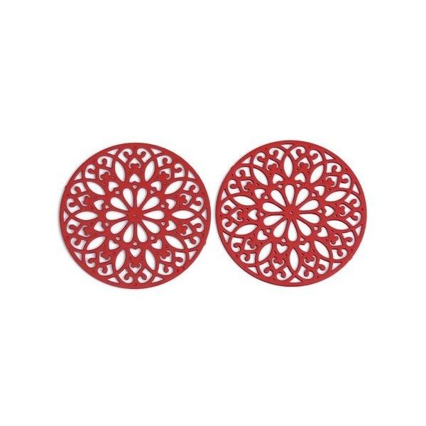 PS110200253 PAX de 5 Estampes pendentif filigrane Mandala 25mm Rouge