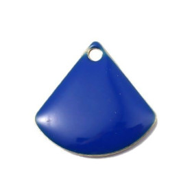 sequins médaillons émaillés Eventail 13 par 12mm Bleu Roi sur une base en métal doré