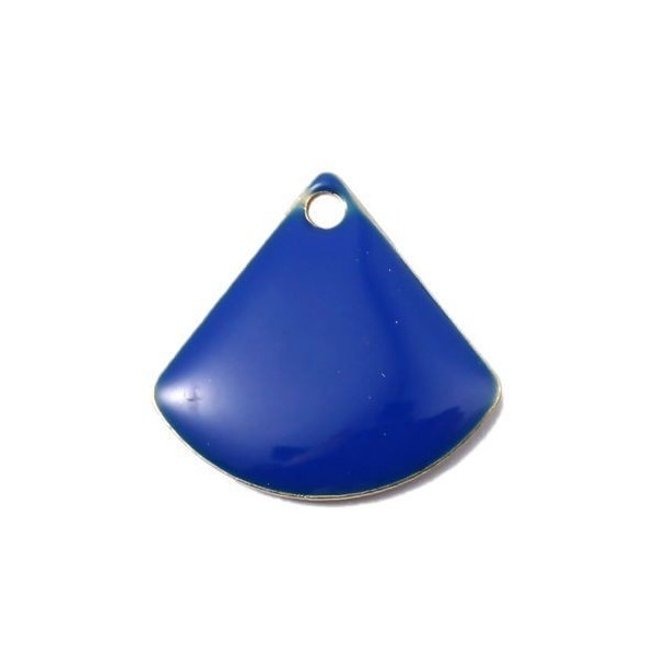 sequins médaillons émaillés Eventail 13 par 12mm Bleu Roi sur une base en métal doré