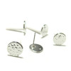 Supports de Boucle d'oreille puce Ronde Martelée avec trou Argent Platine
