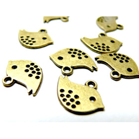 Pendentifs Breloques Oiseau 13x16mm Bronze