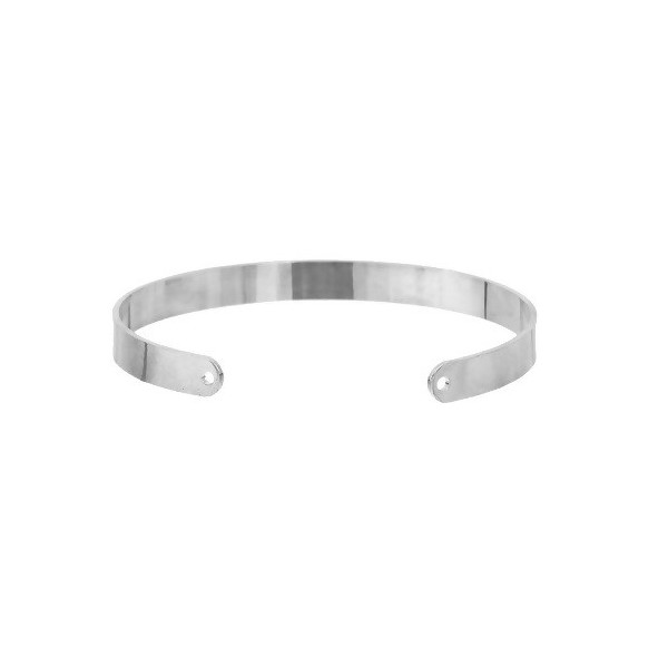 PS110081561  PAX 1 support bracelet JONC PLAT 6mm métal couleur ARGENT PLATINE 