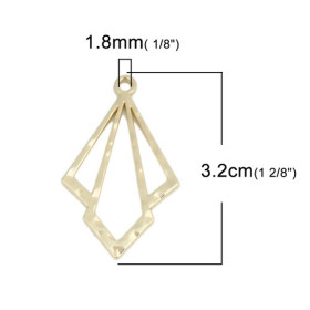 Breloques pendentifs Double Losange métal couleur Doré DIY