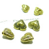 Perles intercalaires plates coeur,  Laiton couleur Or Antique