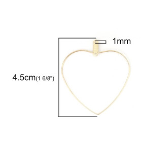 PS110119231 PAX 4 Pendentifs Connecteurs Coeur couleur Doré