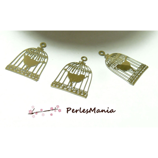 Estampes Filigrane Cage Oiseau Doré 22mm – Acier Inoxydable 304