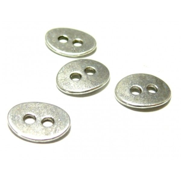 10 pendentifs boutons ovales Vieil argent P48623 fournitures pour bijoux