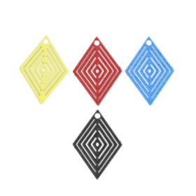 PS110146631 PAX de 20 Estampes pendentif filigrane Petit Losange Jaune 20 par 18mm