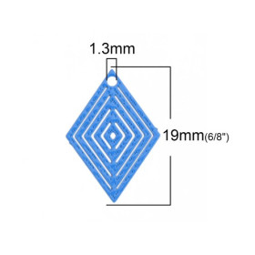 Estampes pendentif filigrane Petit Losange Bleu 20 par 18mm