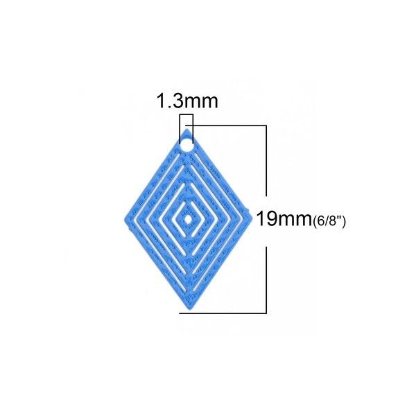 PS110146629 PAX de 20 Estampes pendentif filigrane Petit Losange Bleu 20 par 18mm