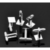 Boutons de manchettes plateau CARRE plat 10mm métal couleur ARGENT VIF