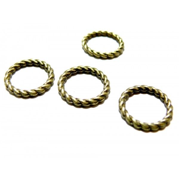 Lot de 40 pendentifs anneau connecteur torsadés métal couleur Bronze 2Y6245