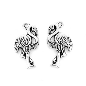 PS1192624 PAX 15 pendentifs breloque FLAMANT ROSE metal couleur Argent Antique