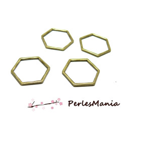 PAX 20 pendentifs connecteur HEXAGONE, HEXAGONALE 23 par 20mm BRONZE S1185819