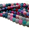 1 fil: environ 90 perles 4mm Agate craquelé effet givre multicolore