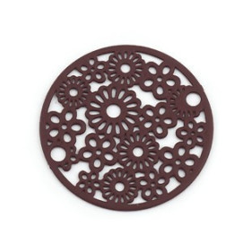 Estampes Connecteur Filigrane Médaillon Multi Fleurs 20mm – Cuivre Rouge Vin
