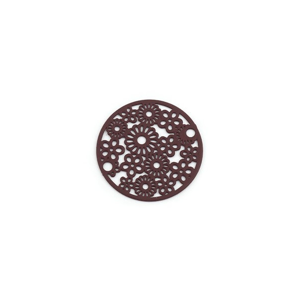 Estampes Connecteur Filigrane Médaillon Multi Fleurs 20mm – Cuivre Rouge Vin