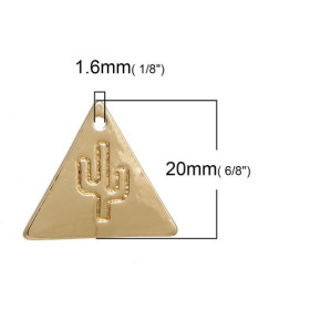 S11082397 PAX 5 pendentifs Cactus dans triangle couleur Doré 