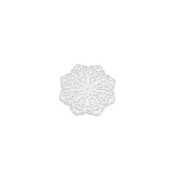 PS110200096 PAX 5 Estampes pendentif filigrane Fleur 25mm métal couleur Argent Platine