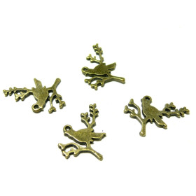 Lot de 20 pendentifs, breloque OISEAU sur la branche BRONZE H1120473