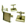 2 supports Boutons de manchettes carré 20 mm Bronze