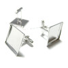 Lot de 4 supports Boutons de manchettes carré 20mm métal couleur Argent Platine