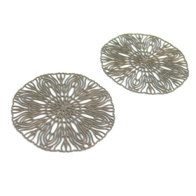 AE113487 Lot de 2 Estampes pendentif filigrane Rosace 40mm métal couleur Taupe