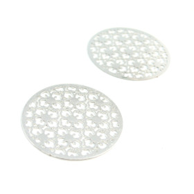 Estampes pendentif filigrane Mandala 30mm métal couleur Argent Vif