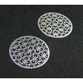 AE114258 Lot de 4 Estampes pendentif filigrane Mandala 30mm métal couleur Argent Vif