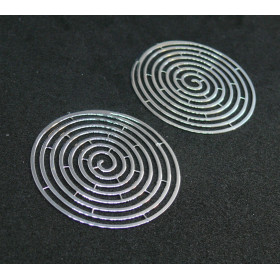 AE113756 Lot de 4 Estampes pendentif filigrane Spirale 40mm métal couleur Argent Vif