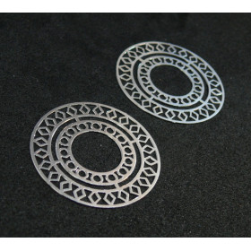 AE115421 Lot de 4 Estampes pendentif filigrane Mandala 30mm métal couleur Argent Vif