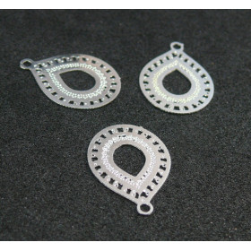 AE1110569 Lot de 10 Estampes pendentif filigrane Goutte 16mm métal couleur Argent Vif