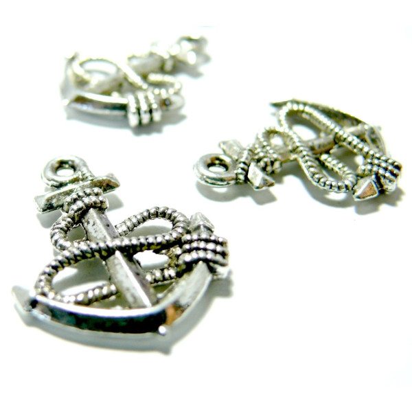 Pendentifs / Breloques Ancre Marine 24,5mm – Métal Couleur Argent Antique