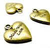 Lot de 20 pendentifs Made with love coeur métal couleur Bronze BRPP0002