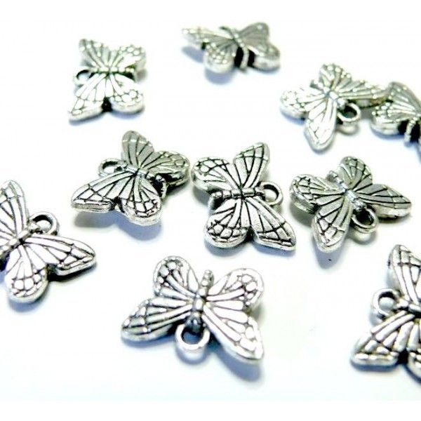 10 pieces Papillon BRPP0018 argent