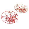 Estampes pendentif filigrane  Champ de Fleurs 30mm métal couleur Rouge